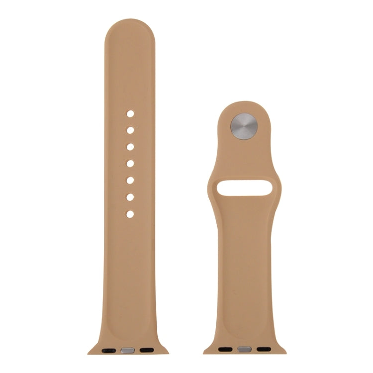 For Apple Watch Sport 38mm High-performance Longer Silicone Sport Watch Band with Pin-and-tuck Closure(Khaki) - Smart Wear by buy2fix | Online Shopping UK | buy2fix