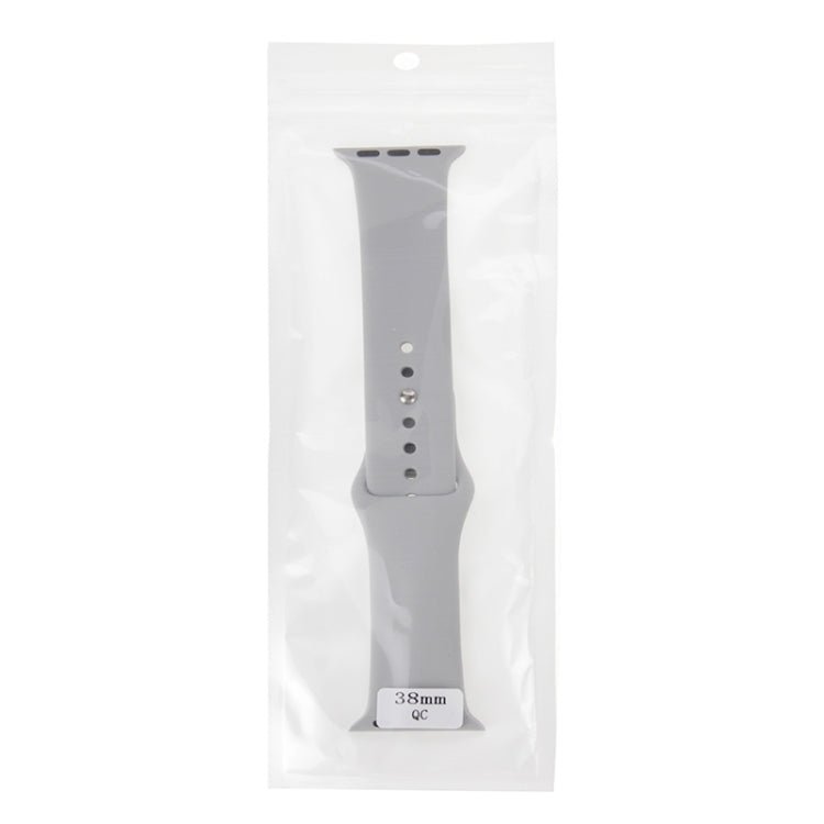 For Apple Watch Sport 38mm High-performance Longer Silicone Sport Watch Band with Pin-and-tuck Closure(Silver) - Smart Wear by buy2fix | Online Shopping UK | buy2fix