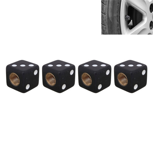 Universal 8mm Dice Style Plastic Car Tire Valve Caps, Pack of 4(Black) - In Car by buy2fix | Online Shopping UK | buy2fix