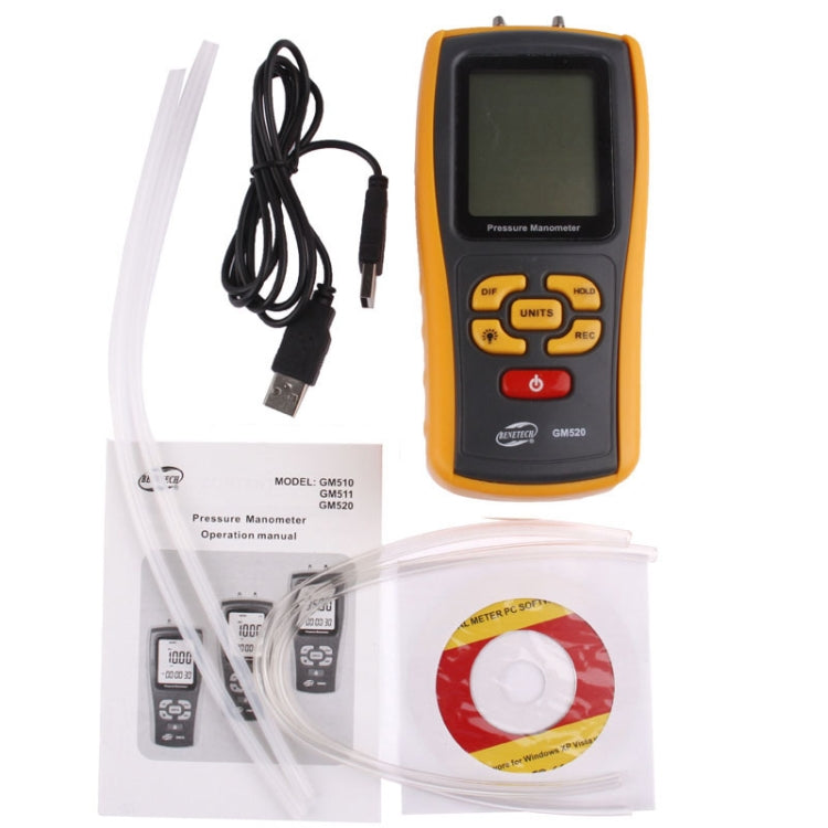 BENETECH GM520 LCD Display Pressure Manometer(Yellow) - Other Tester Tool by BENETECH | Online Shopping UK | buy2fix