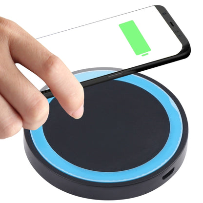 Universal QI Standard Round Wireless Charging Pad (Black + Blue) - Wireless Charger by buy2fix | Online Shopping UK | buy2fix