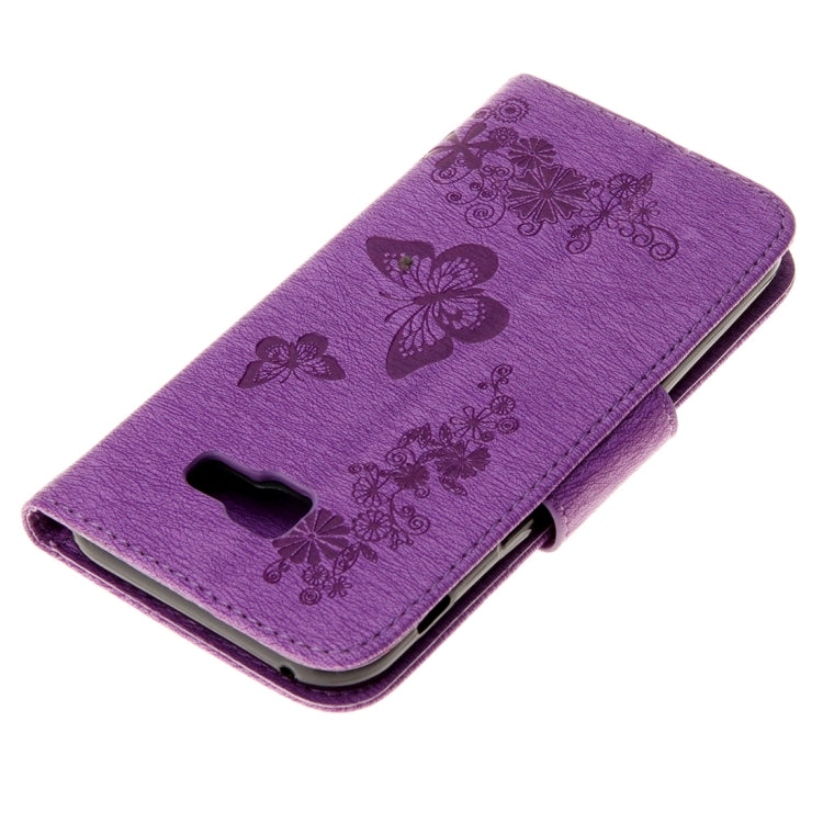 For Galaxy A7 (2017) / A720 Butterflies Embossing Horizontal Flip Leather Case with Holder & Card Slots & Wallet & Lanyard (Purple) - Samsung Accessories by buy2fix | Online Shopping UK | buy2fix