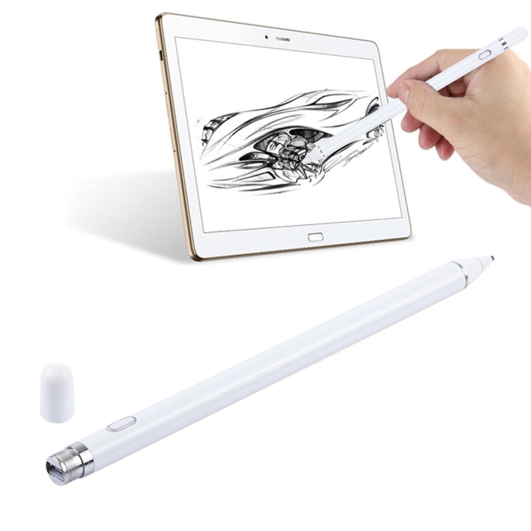 Long Universal Rechargeable Capacitive Touch Screen Stylus Pen with 2.3mm Superfine Metal Nib for iPhone, iPad, Samsung, and Other Capacitive Touch Screen Smartphones or Tablet PC(White) - Stylus Pen by buy2fix | Online Shopping UK | buy2fix