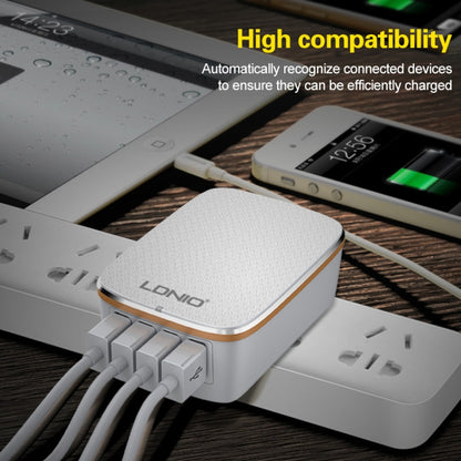 LDNIO A4404 4.4A 4 x USB Ports Smart Travel Charger, UK Plug - USB Charger by LDNIO | Online Shopping UK | buy2fix