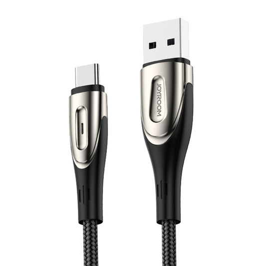 JOYROOM S-M411 Sharp Series 3A USB-C / Type-C Interface Charging + Transmission Nylon Braided Data Cable with Drop-shaped Indicator Light, Cable Length: 1.2m (Black) - USB-C & Type-C Cable by JOYROOM | Online Shopping UK | buy2fix