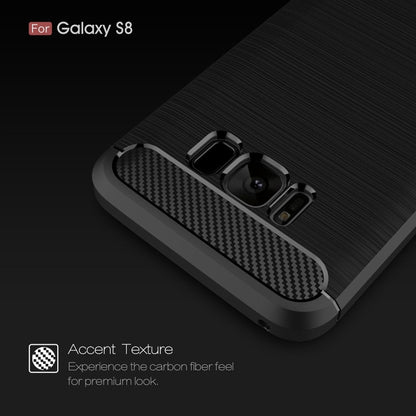 For Galaxy S8 Brushed Carbon Fiber Texture Shockproof TPU Protective Cover Case (Red) - Samsung Accessories by buy2fix | Online Shopping UK | buy2fix