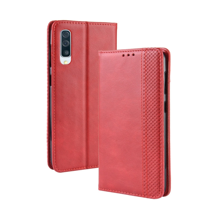 Magnetic Buckle Retro Crazy Horse Texture Horizontal Flip Leather Case for Galaxy A70, with Holder & Card Slots & Photo Frame(Red) - Samsung Accessories by buy2fix | Online Shopping UK | buy2fix