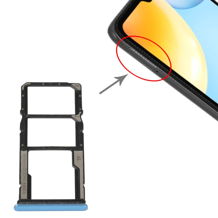 SIM Card Tray + SIM Card Tray + Micro SD Card Tray For Xiaomi Redmi 10C/Redmi 10 India (Blue) - Card Tray by buy2fix | Online Shopping UK | buy2fix