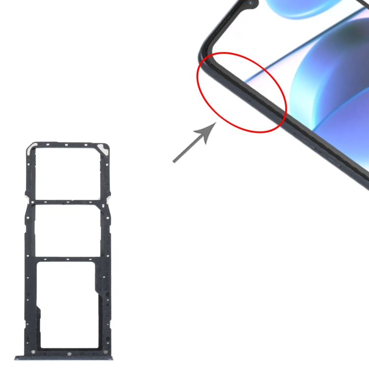 For Realme C35 SIM Card Tray + SIM Card Tray + Micro SD Card Tray (Black) - Repair & Spare Parts by buy2fix | Online Shopping UK | buy2fix