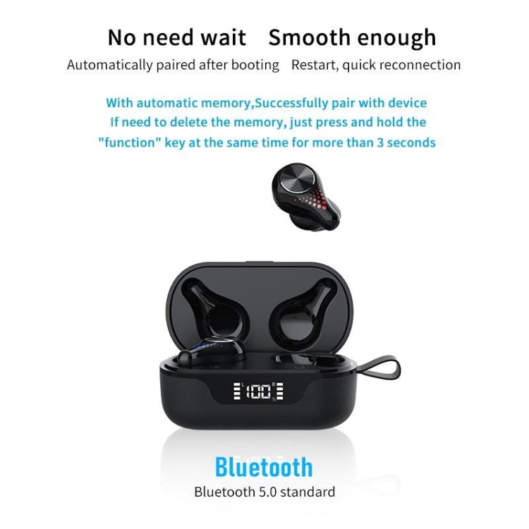 T8 Hifi Wireless Bluetooth 5.0 Earphone Waterproof Sports Gaming Earphone Noise Earbuds with LED Display(Cloth) - Bluetooth Earphone by buy2fix | Online Shopping UK | buy2fix