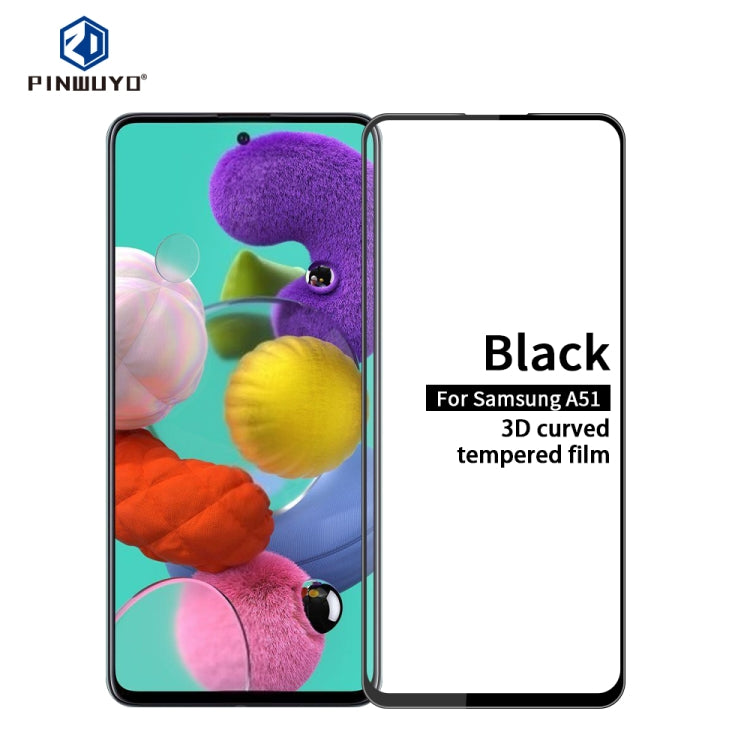For Samsung Galaxy A51 PINWUYO 9H 3D Curved Full Screen Explosion-proof Tempered Glass Film(Black) - Samsung Accessories by PINWUYO | Online Shopping UK | buy2fix