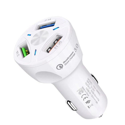 YSY-395KC QC3.0 3 USB 35W High Power Vehicle Charger / Mobile Phone Tablet Universal Vehicle Charger(White) - In Car by buy2fix | Online Shopping UK | buy2fix