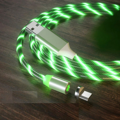 USB to Micro USB Magnetic Suction Colorful Streamer Mobile Phone Charging Cable, Length: 1m(Green Light) - Mobile Accessories by buy2fix | Online Shopping UK | buy2fix