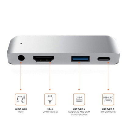 4 in 1 Type-C / USB-C to HDMI + AUX + USB + PD Type-C / USB-C HUB Adapter Multifunction HD Dock - Computer & Networking by buy2fix | Online Shopping UK | buy2fix