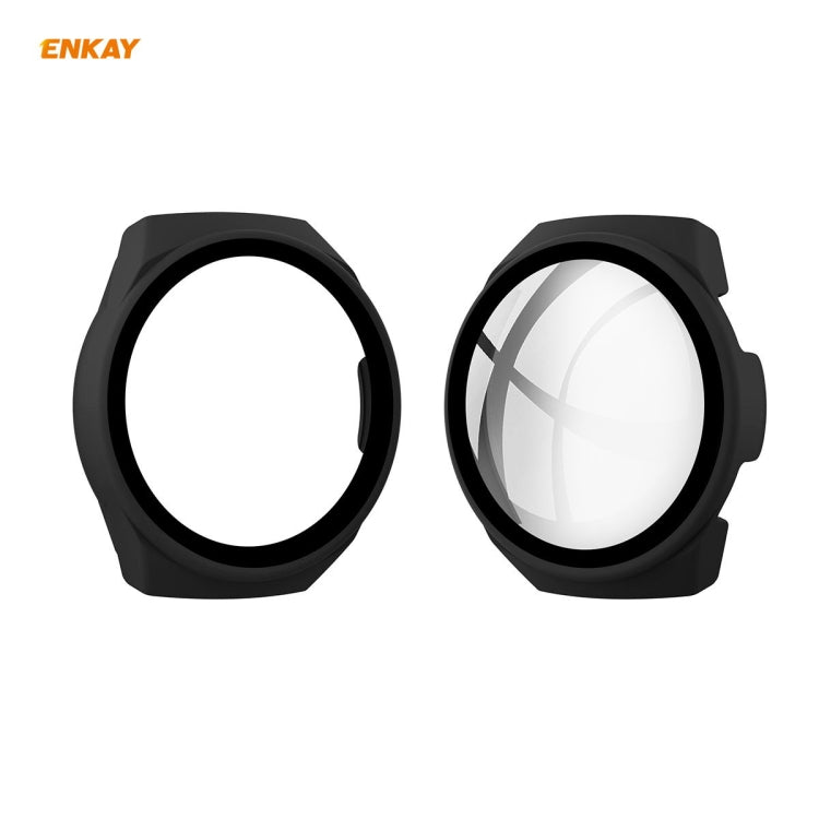 For Huawei Watch GT 2e 46mm ENKAY Hat-Prince ENK-AC8203 Full Coverage PC Frosted Case + 9H Tempered Glass Film(Black) - Watch Cases by ENKAY | Online Shopping UK | buy2fix