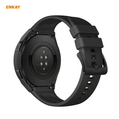 For Huawei Watch GT 2e 46mm ENKAY Hat-Prince ENK-AC8203 Full Coverage PC Frosted Case + 9H Tempered Glass Film(Black) - Watch Cases by ENKAY | Online Shopping UK | buy2fix