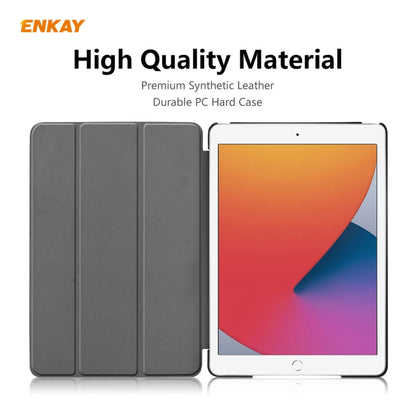 For iPad 10.2 2021 / 2020 / 2019 ENKAY ENK-8014 PU Leather + Plastic Smart Case with Three-folding Holder(Black) - iPad 10.2 Cases by ENKAY | Online Shopping UK | buy2fix