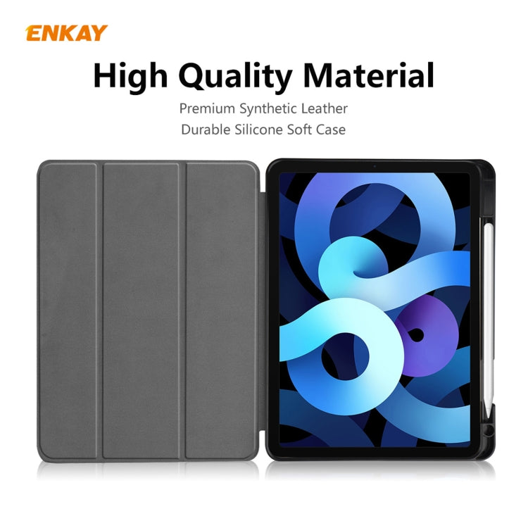 For iPad Air 11 2024 / Pro 11 2018 / Air 10.9 2022 ENKAY TPU Leather Smart Tablet Case with Pen Slot(Black) - iPad Air (2022) / (2020) 10.9 Cases by ENKAY | Online Shopping UK | buy2fix