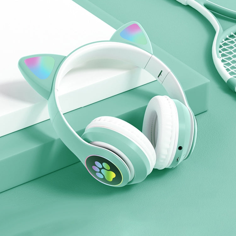 T&G TN-28 3.5mm Bluetooth 5.0 Dual Connection RGB Cat Ear Bass Stereo Noise-cancelling Headphones Support TF Card With Mic(Green) - Headset & Headphone by T&G | Online Shopping UK | buy2fix