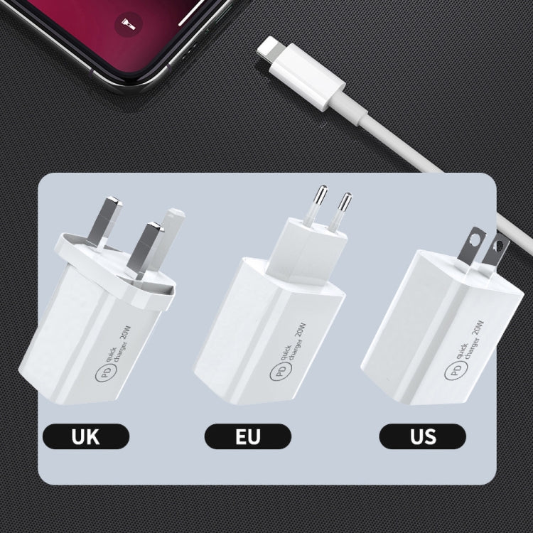 SDC-20W 2 in 1 PD 20W USB-C / Type-C Travel Charger + 3A PD3.0 USB-C / Type-C to 8 Pin Fast Charge Data Cable Set, Cable Length: 2m, US Plug - Apple Accessories by buy2fix | Online Shopping UK | buy2fix