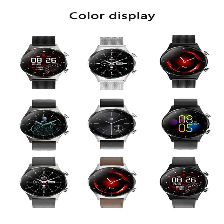 E13 1.28 inch IPS Color Screen Smart Watch, IP68 Waterproof, Leather Watchband, Support Heart Rate Monitoring/Blood Pressure Monitoring/Blood Oxygen Monitoring/Sleep Monitoring(Gold) - Smart Wear by buy2fix | Online Shopping UK | buy2fix