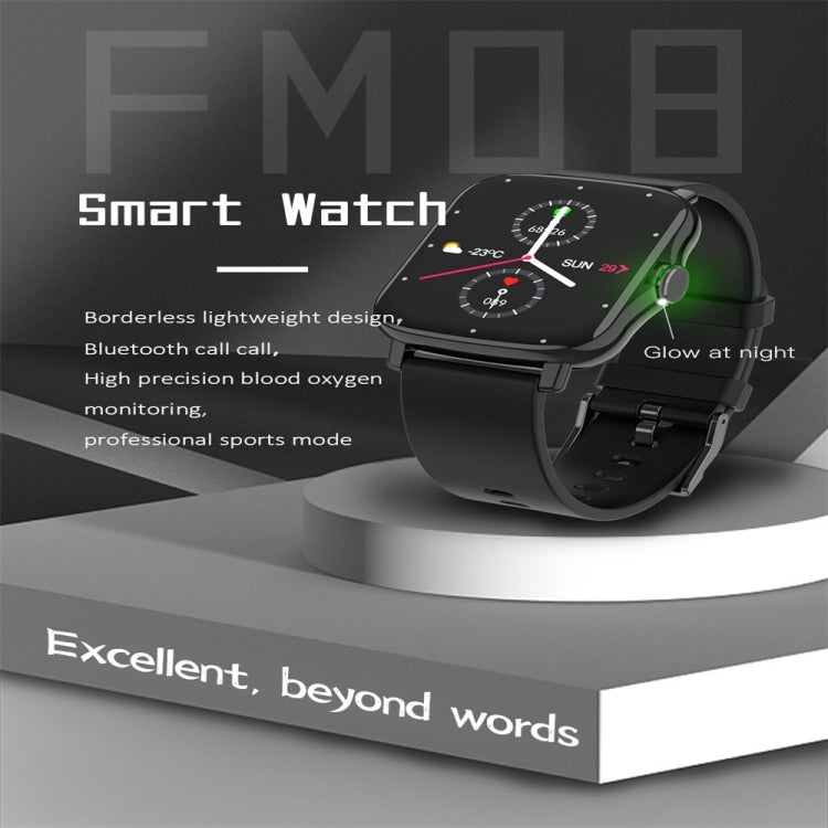 FM08 1.69 inch Color Screen Smart Watch IP67 Waterproof,Support Heart Rate Monitoring/Blood Pressure Monitoring/Blood Oxygen Monitoring/Sleep Monitoring(Black) - Smart Wear by buy2fix | Online Shopping UK | buy2fix