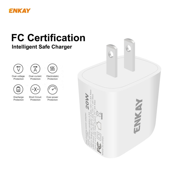 ENKAY Hat-Prince 20W PD Type-C + QC 3.0 USB Fast Charging Travel Charger Power Adapter with Fast Charge Data Cable, US Plug(With Micro USB Cable) - Apple Accessories by ENKAY | Online Shopping UK | buy2fix