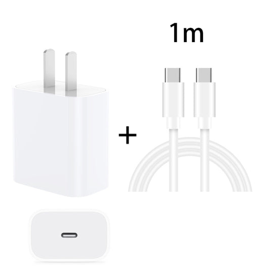 PD 20W Single USB-C / Type-C Port Travel Charger + 3A PD3.0 USB-C / Type-C to Type-C Fast Charge Data Cable Set, US Plug(1m) - Mobile Accessories by buy2fix | Online Shopping UK | buy2fix