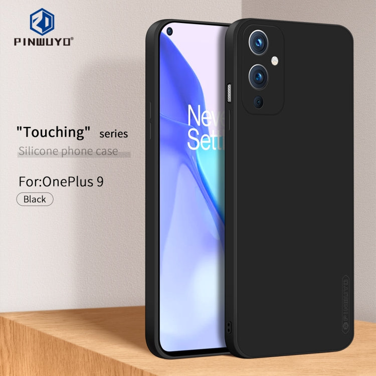 For OnePlus 9 PINWUYO Touching Series Liquid Silicone TPU Shockproof Case(Black) - OnePlus Cases by PINWUYO | Online Shopping UK | buy2fix