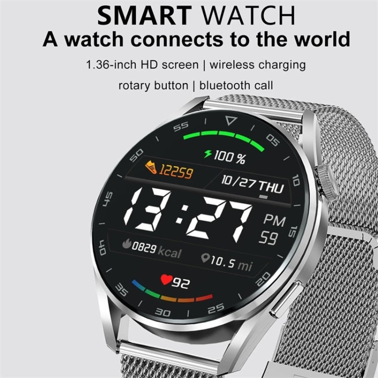 DT3pro 1.36 inch Color Screen Smart Watch, IP67 Waterproof,Steel Watchband,Support Bluetooth Call/Heart Rate Monitoring/Blood Pressure Monitoring/Blood Oxygen Monitoring/Sleep Monitoring(Silver) - Smart Wear by buy2fix | Online Shopping UK | buy2fix