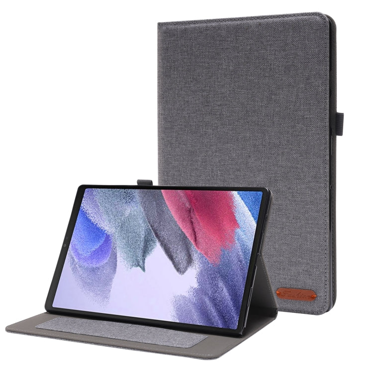 For Samsung Galaxy Tab A8 10.5 2021 Horizontal Flip Fabric PU Leather Tablet Case with Card Slots & Holder(Grey) - Samsung Accessories by buy2fix | Online Shopping UK | buy2fix