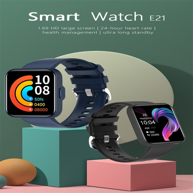 E21 1.69 inch Color Screen Smart Watch, IP68 Waterproof,Support Heart Rate Monitoring/Blood Pressure Monitoring/Blood Oxygen Monitoring/Sleep Monitoring/Female Physiology Reminder(Black) - Smart Wear by buy2fix | Online Shopping UK | buy2fix