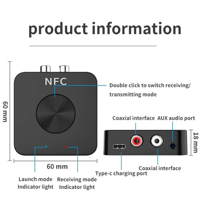 BT-21 NFC Bluetooth 5.0 Receiver & Transmitter RCA 3.5mm AUX Audio Adapter - Apple Accessories by buy2fix | Online Shopping UK | buy2fix