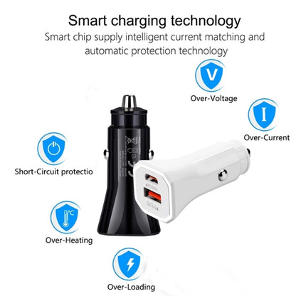 TE-P22 38W PD USB-C / Type-C + QC3. 0 USB Car Charger with 1m USB-C / Type-C to 8 Pin Data Cable(White) - Apple Accessories by buy2fix | Online Shopping UK | buy2fix