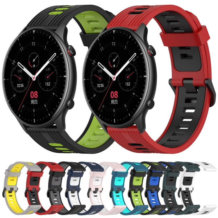 For Amazfit GTR 2 22mm Vertical Pattern Two-Color Silicone Watch Band(Red+Black) - Watch Bands by buy2fix | Online Shopping UK | buy2fix