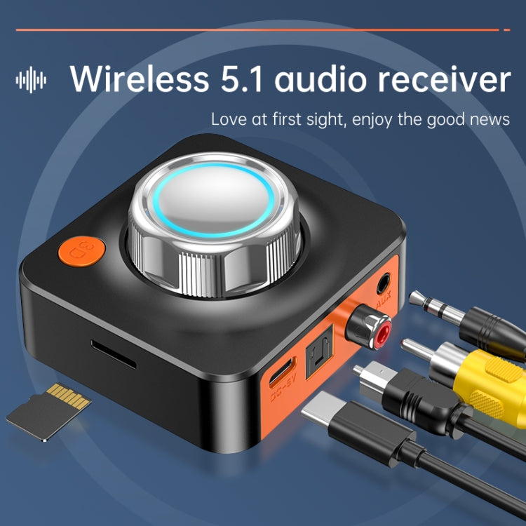 C39HD Bluetooth 5.1 Audio Receiver AUX Coaxial Fiber Output Supports TF Playback - Audio Receiver Transmitter by buy2fix | Online Shopping UK | buy2fix