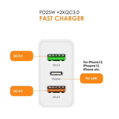 45W PD3.0 + 2 x QC3.0 USB Multi Port Charger with Type-C to 8 Pin Cable, EU Plug(Black) - Apple Accessories by buy2fix | Online Shopping UK | buy2fix