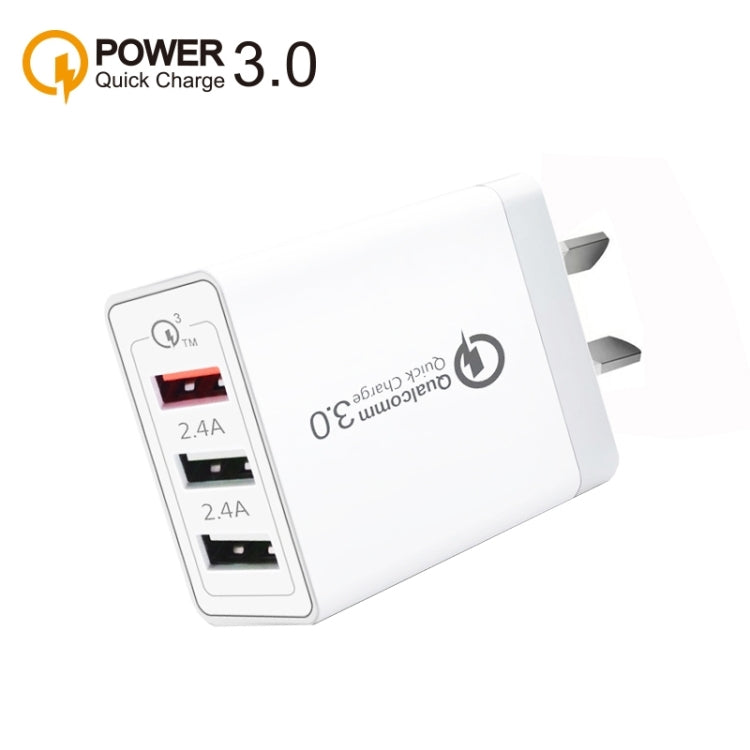 SDC-30W QC3.0 USB + 2 x USB2.0 Port Quick Charger with USB to Type-C Cable, AU Plug - Mobile Accessories by buy2fix | Online Shopping UK | buy2fix
