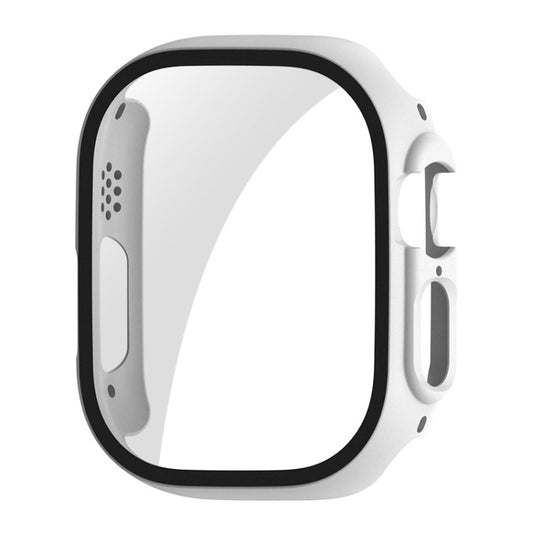 For Apple Watch Ultra / Ultra 2 49mm ENKAY PC Frame 9H Tempered Glass Case(White) - Watch Cases by ENKAY | Online Shopping UK | buy2fix