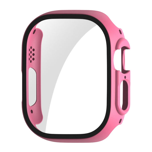 For Apple Watch Ultra / Ultra 2 49mm ENKAY PC Frame 9H Tempered Glass Case(Pink) - Watch Cases by ENKAY | Online Shopping UK | buy2fix