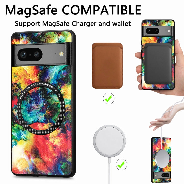 For Google Pixel 7 Colored Drawing Leather Back Cover Magsafe Phone Case(Colorful Cube) - Google Cases by buy2fix | Online Shopping UK | buy2fix