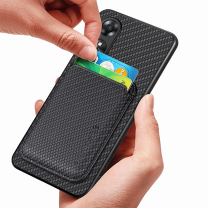 For OPPO A17 Pro Carbon Fiber Leather Card Magsafe Phone Case(Black) - OPPO Cases by buy2fix | Online Shopping UK | buy2fix