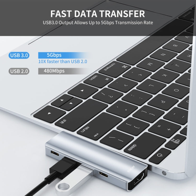 ENKAY Hat-Prince 5 in 2 Hub Type-C to 4K HDMI / USB 3.0 Docking Station Adapter - Adapter by ENKAY | Online Shopping UK | buy2fix