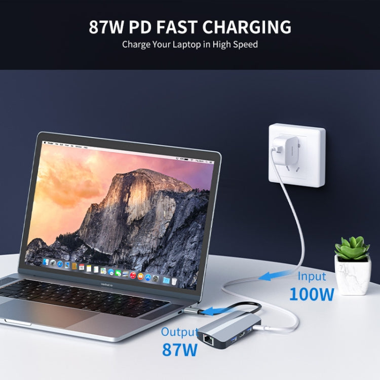 JUNSUNMAY 7 in 1 Multifunctional USB-C Hub Docking Station Adapter - - USB HUB by JUNSUNMAY | Online Shopping UK | buy2fix