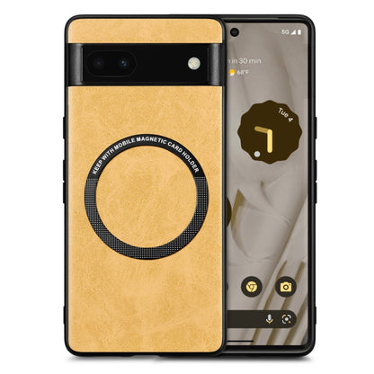 For Google Pixel 6A Solid Color Leather Phone Case(Yellow) - Google Cases by buy2fix | Online Shopping UK | buy2fix