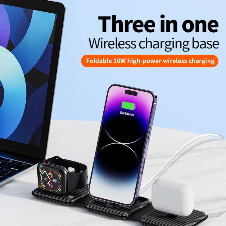 A75 Folding 3 in 1 Wireless Charger Suitable for Apple Watch Mobile Phone Headset(White) - Wireless Charger by buy2fix | Online Shopping UK | buy2fix