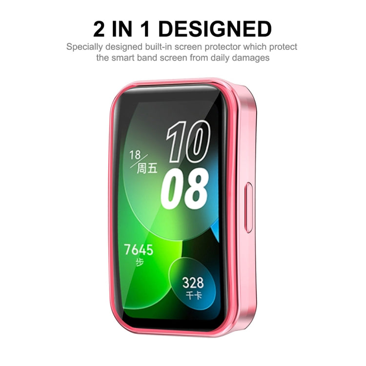 For Huawei Band 8 / 9 ENKAY Hat-Prince Full Coverage Electroplated Soft TPU Watch Case with Screen Protection(Pink) - Watch Cases by ENKAY | Online Shopping UK | buy2fix