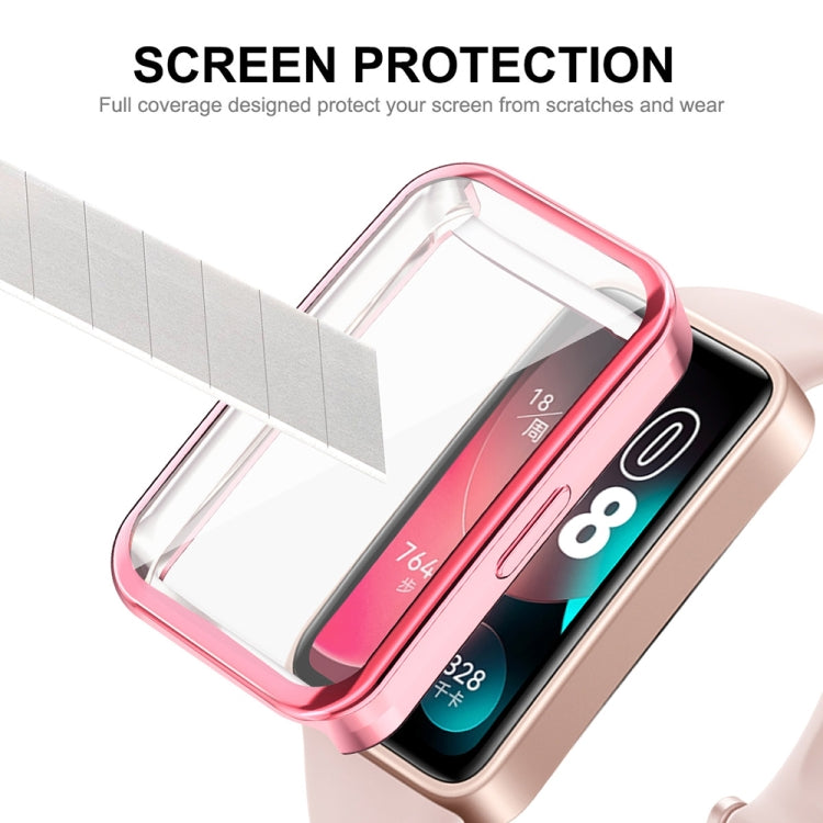 For Huawei Band 8 / 9 ENKAY Hat-Prince Full Coverage Electroplated Soft TPU Watch Case with Screen Protection(Pink) - Watch Cases by ENKAY | Online Shopping UK | buy2fix