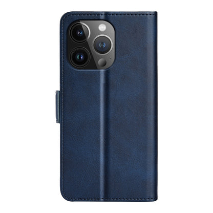 For iPhone 15 Pro Dual-side Magnetic Buckle Horizontal Flip Leather Phone Case(Dark Blue) - iPhone 15 Pro Cases by buy2fix | Online Shopping UK | buy2fix