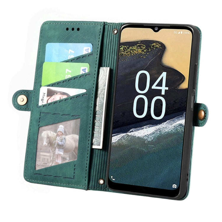 For Nokia G400 Geometric Zipper Wallet Side Buckle Leather Phone Case(Green) - Nokia Cases by buy2fix | Online Shopping UK | buy2fix